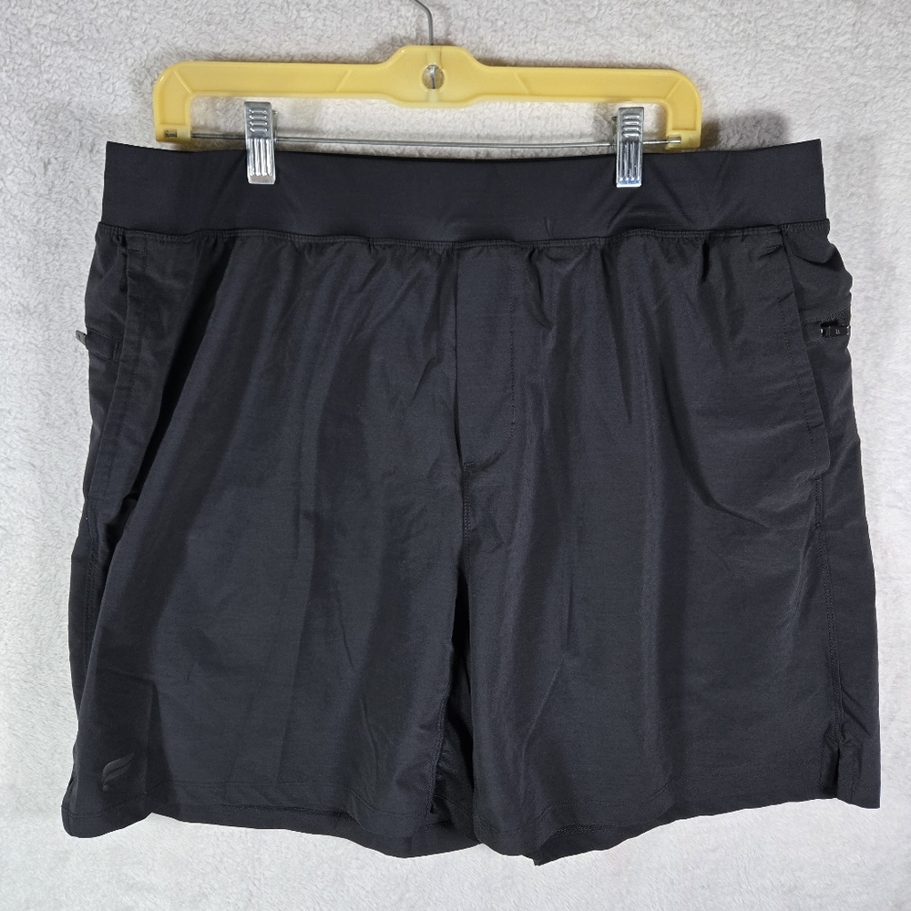 Fabletics Fundamental Mens Black Shorts Size XXL 2XL Gym Athletic Lined 7"